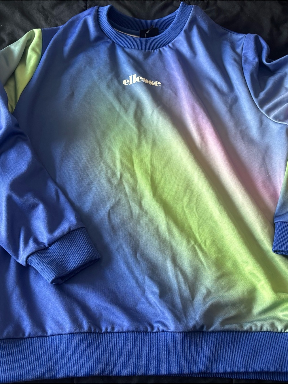 Ellesse Salute Women’s Ombre Sweatshirt Blue Rainbow Gradient Crewneck US 6 - Picture 2 of 7